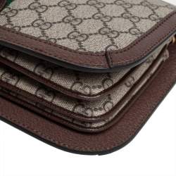 Pre Owned Gucci Brown GG Supreme Canvas and Leather Ophidia  Messenger Bag
