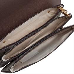 Pre Owned Gucci Brown GG Supreme Canvas and Leather Ophidia  Messenger Bag