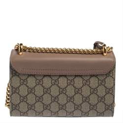 Pre Owned حقيبة كتف غوتشي مرصع قفل جلد و كانفاس مقوى جي جي سوبريم وردي 