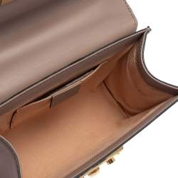 Pre Owned حقيبة كتف غوتشي مرصع قفل جلد و كانفاس مقوى جي جي سوبريم وردي 