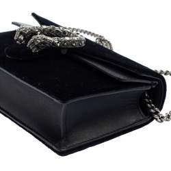 Pre Owned Gucci Black Velvet Super Mini Dionysus Crossbody Bag