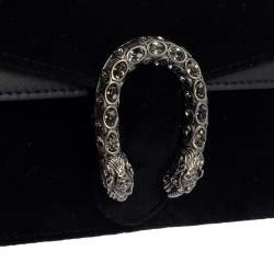 Pre Owned Gucci Black Velvet Super Mini Dionysus Crossbody Bag