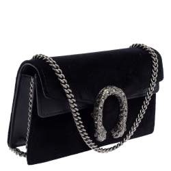 Pre Owned Gucci Black Velvet Super Mini Dionysus Crossbody Bag