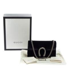 Pre Owned Gucci Black Velvet Super Mini Dionysus Crossbody Bag
