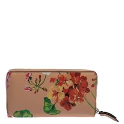 مملوكة مسبقًا Gucci Multicolor Shanghai Blooms Print Leather Zip Around Wallet