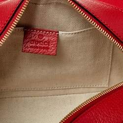Pre Owned Gucci Red Leather and GG Supreme Apple Motif Camera Bag