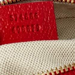 Pre Owned Gucci Red Leather and GG Supreme Apple Motif Camera Bag
