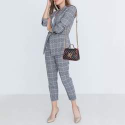 مملوكة مسبقًا Gucci Black/Red Matelasse Leather Mini GG Marmont Torchon Top Handle Bag