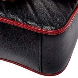 مملوكة مسبقًا Gucci Black/Red Matelasse Leather Mini GG Marmont Torchon Top Handle Bag