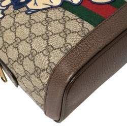 Pre Owned Gucci Brown Coated Canvas And Leather "Three little Pigs" Ophidia Backpack