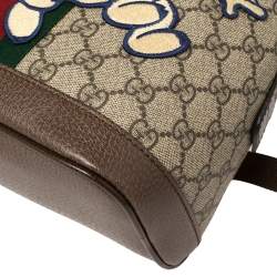 Pre Owned Gucci Brown Coated Canvas And Leather "Three little Pigs" Ophidia Backpack