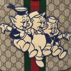 Pre Owned Gucci Brown Coated Canvas And Leather "Three little Pigs" Ophidia Backpack