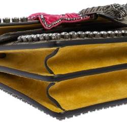 Pre Owned حقيبة كتف غوتشي صغيرة ديونيسوس فيونكة مزخرفة كريستال كانفاس GG سوبريم و سويدي بيج