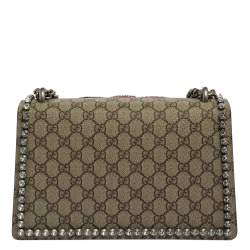 Pre Owned حقيبة كتف غوتشي صغيرة ديونيسوس فيونكة مزخرفة كريستال كانفاس GG سوبريم و سويدي بيج