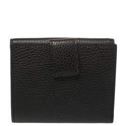 Pre Owned Gucci Black Leather French Flap Wallet