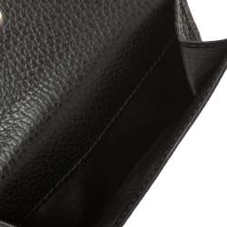 Pre Owned Gucci Black Leather French Flap Wallet