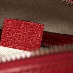 Pre Owned Gucci Beige/Red GG Supreme Canvas and Leather Bosco Backpack