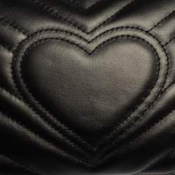 Pre Owned حقيبة كتف غوتشي مارمونت صغيرة جي جي جلد ماتيلاس أسود