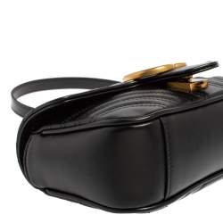 Pre Owned حقيبة كتف غوتشي مارمونت صغيرة جي جي جلد ماتيلاس أسود