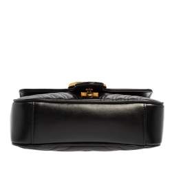 Pre Owned حقيبة كتف غوتشي مارمونت صغيرة جي جي جلد ماتيلاس أسود