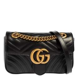 Gucci Black Matelasse Leather GG Marmont Shoulder Bag Gucci | TLC