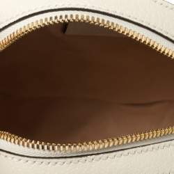 Pre Owned Gucci White Leather Mini Ophidia Round Shoulder Bag   