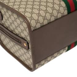 Pre Owned Gucci Beige/Brown GG Supreme Canvas and Leather Ophidia Duffel Bag