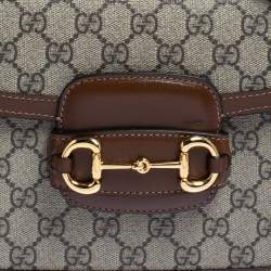 مملوكة مسبقًا Gucci Beige/Brown GG Supreme Canvas and Leather 1955 Horsebit Shoulder Bag