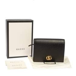 Pre Owned Gucci Black Leather GG Marmont Card Case