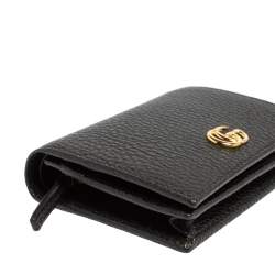 Pre Owned Gucci Black Leather GG Marmont Card Case