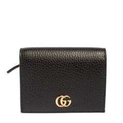 Pre Owned Gucci Black Leather GG Marmont Card Case