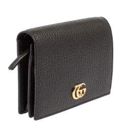 Pre Owned Gucci Black Leather GG Marmont Card Case