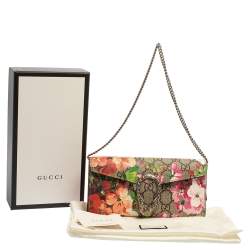 Pre Owned Gucci Beige GG Supreme Blooms Print Canvas Dionysus Wallet on Chain