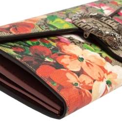 Pre Owned Gucci Beige GG Supreme Blooms Print Canvas Dionysus Wallet on Chain