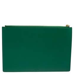 Pre Owned Gucci Green Leather L'Aveugle Par Amour Pouch
