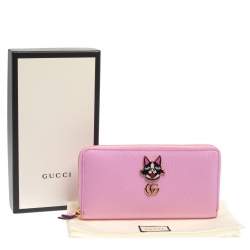 Pre Owned Gucci Pink GG Marmont Leather Limited Edition Bosco Zip Around Wallet