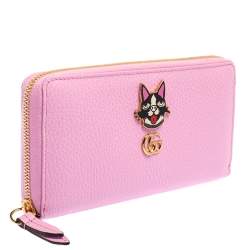 Pre Owned Gucci Pink GG Marmont Leather Limited Edition Bosco Zip Around Wallet
