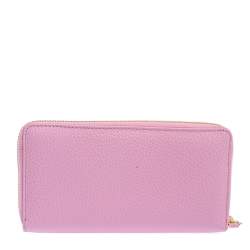 Pre Owned Gucci Pink GG Marmont Leather Limited Edition Bosco Zip Around Wallet
