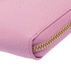Pre Owned Gucci Pink GG Marmont Leather Limited Edition Bosco Zip Around Wallet