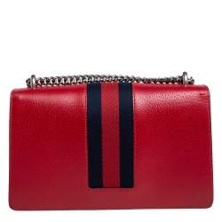 مملوكة مسبقًا Gucci Red Leather Floral Embroidered Small Dionysus Shoulder Bag