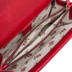 مملوكة مسبقًا Gucci Red Leather Floral Embroidered Small Dionysus Shoulder Bag