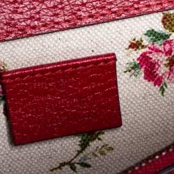 مملوكة مسبقًا Gucci Red Leather Floral Embroidered Small Dionysus Shoulder Bag