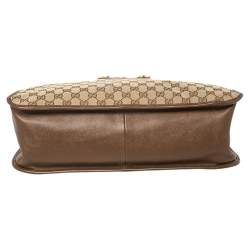 Pre Owned Gucci Beige/Brown GG Canvas and Leather Horsebit 1955 Large Tote