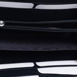 Pre Owned Gucci Red/Navy Blue GG Supreme Canvas Crystal Embellished Bow Zip Around Wallet