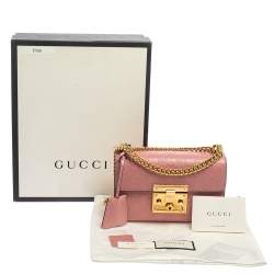 Pre Owned Gucci Pink Guccissima Leather Small Padlock Shoulder Bag