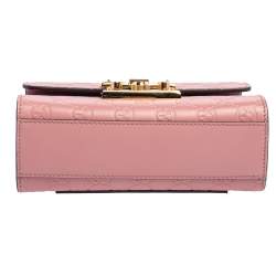 Pre Owned Gucci Pink Guccissima Leather Small Padlock Shoulder Bag