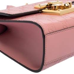 Pre Owned Gucci Pink Guccissima Leather Small Padlock Shoulder Bag