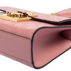 Pre Owned Gucci Pink Guccissima Leather Small Padlock Shoulder Bag