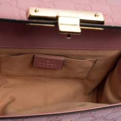 Pre Owned Gucci Pink Guccissima Leather Small Padlock Shoulder Bag