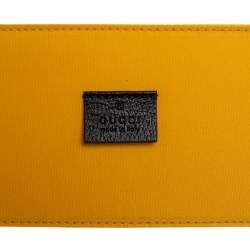 Pre Owned حقيبة يد غوتشي أوف ذا غريد لونغ جلد ونايلون جي جي أسود/ أصفر